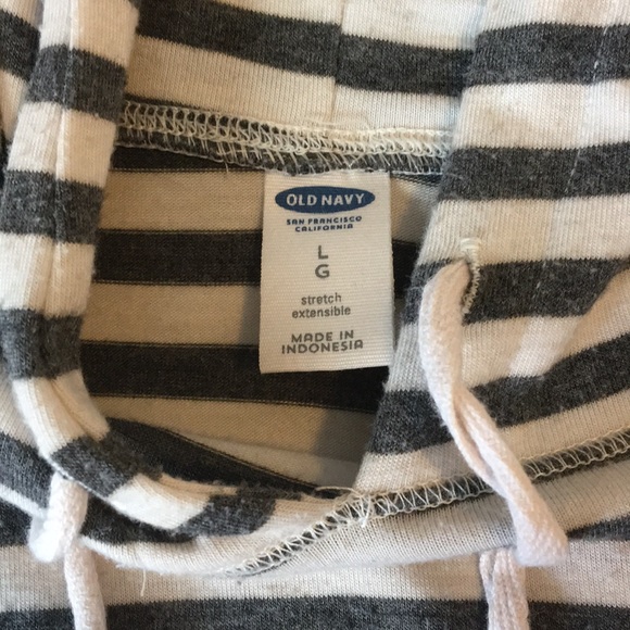 Charcoal gray and cream striped hoodie - Picture 2 of 3